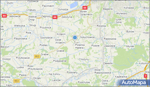 mapa Polanka Hallera, Polanka Hallera na mapie Targeo